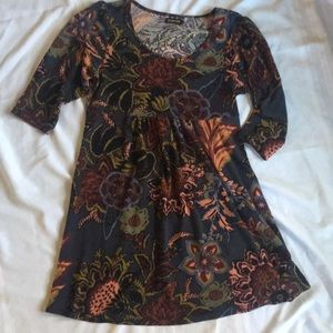 Reborn sweater dress xl blue purple green flowers